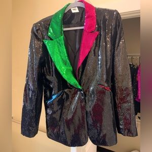 Colorblock Sequin Blazer